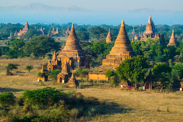 The ruin of ancient temple in Bagan City during sunset, Myanmar.