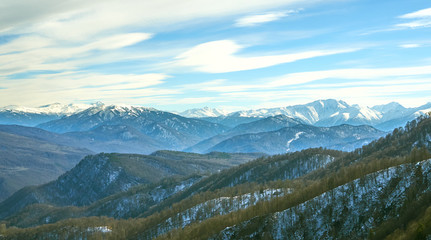 Naklejka na ściany i meble Caucasus mountains on a winter day.