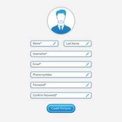 Member Registration Form UI Elements - Vector Illustration