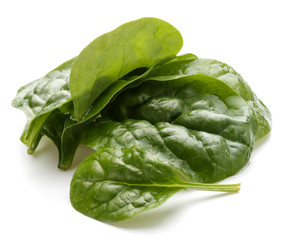 Baby spinach leaves isolated on white background cutout