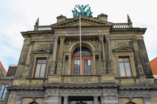 Facade of Teylers Museum of art, natural history and science in