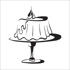 Cake cake cake on a platter styling logo ink drawing vector isol