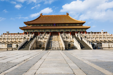 The ancient royal palaces of the Forbidden City in Beijing, China