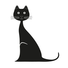 animals, vector, cat, illustration, domestic, black, image, pets, decoration, graphic, mammal, elegance, broom, tattoo, one, mammal, sitting