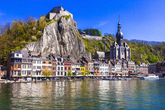 pictorial Dinant over river Meuse in Belgium