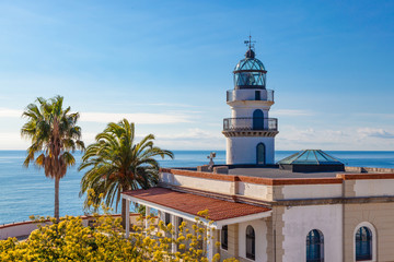 Fototapeta na wymiar Lighthouse overlooking the Mediterranean near Calella, Costa Brava, Spain