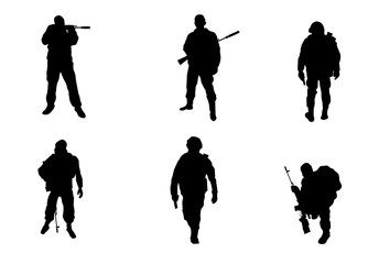 Six soldiers silhouettes