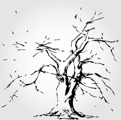 Naklejki  Abstrakcyjne drzewo z opadłymi liśćmi