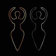 Gold and silver Symbol of the Wiccan goddess 