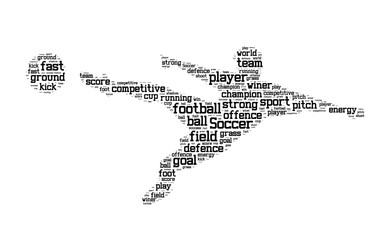 Soccer word cloud, soccer typography background