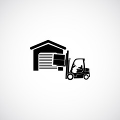 warehouse and forklift delivery truck  icon