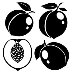Black and white vector peaches