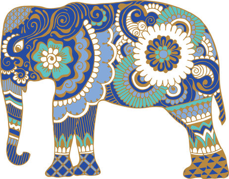Asian elephant with patterns