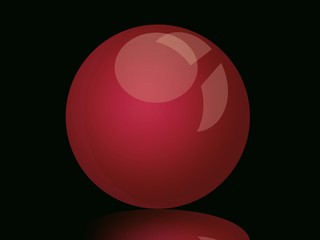 Red shiny Globe on black Background.