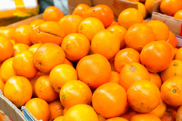Closed up orange fruit in market of Hong kong