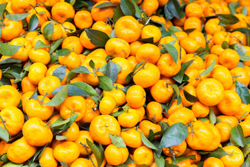 Closed up orange fruit in market of Hong kong