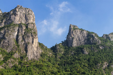 top of mountain and blue sky