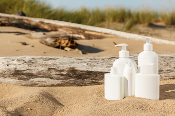 Bottles of cosmetics