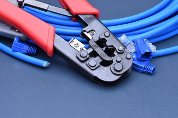 Crimping tool with cable for computer network © salita2010