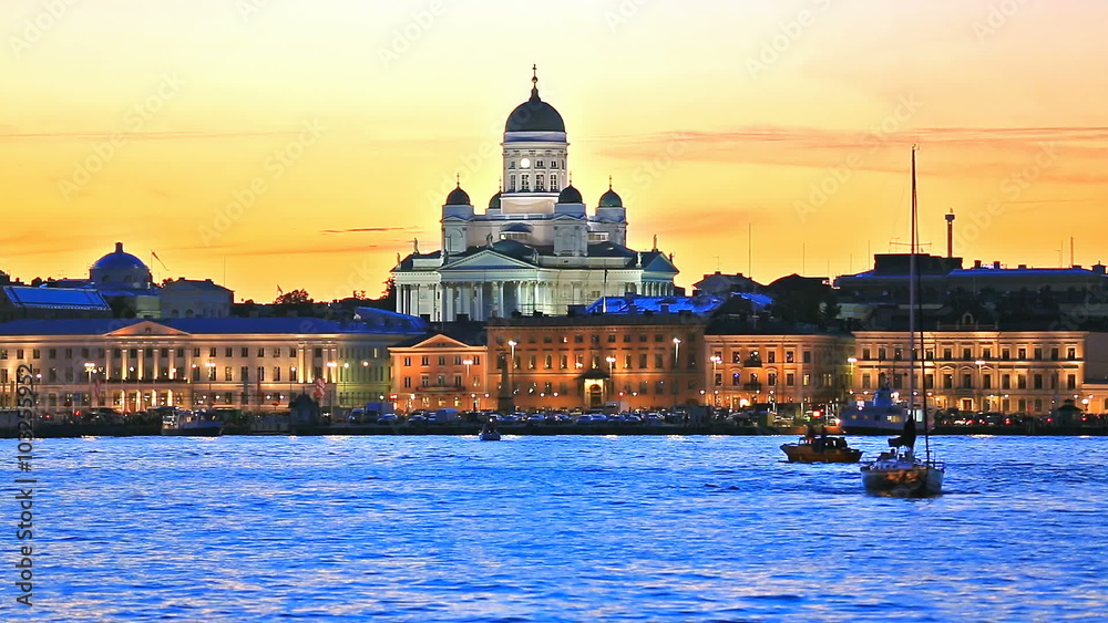 Canvas Prints Evening scenery of the Old Town in Helsinki, Finland