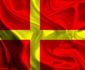 A flag of the traditional county of Skåne, Sweden