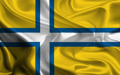 A flag of the traditional county Vastergotland, Sweden