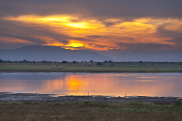 Tsavo East Lake Sunset