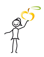 Frau mit Apfel - gesunde Ernährung, durchführen einer Diät, Umstellung auf pflanzliche Ernährung, vegan und vegatarisch leben, Vitamin stärkt das Immunsystem