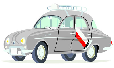  Caricatura Renault Dauphine Taxi Bilbao - España vista frontal y lateral © camiloernesto