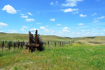 Livestock loading ramp and corrals on the high plains