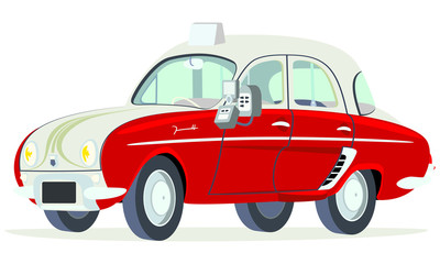 Caricatura Renault Dauphine Taxi Túnez vista frontal y lateral © camiloernesto