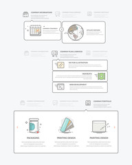 Website navigation elements: Set of colorful navigation elements for company, personal business website portfolio with concept icons