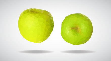 low poly  green  apple