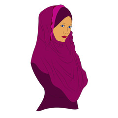 muslim girl dressed in colored hijab,