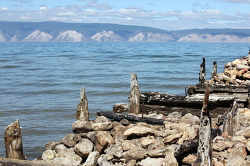 The coast at Lake Baikal, Olkhon island, , Russia