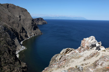 Fototapeta na wymiar Olkhon Island desert region in Lake Baikal in Siberia.