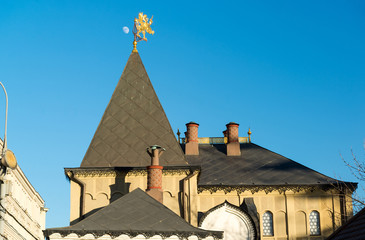 Moscow, roof Romanov Chambers in Varvarka street, Russia. Sight