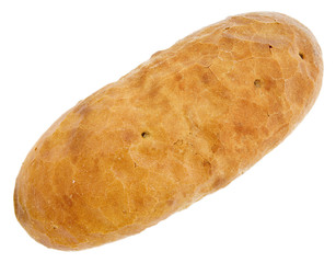 Loaf of rye bread on white background