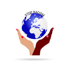 stop racism with planet earth illustration