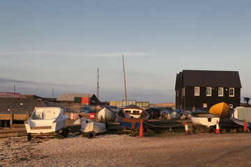 Fishing boats in the harbour at Whitstable, Kent
