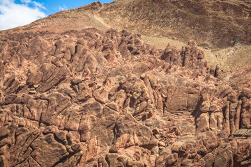 Red rock limestone fingers in Dades Gorgem Morocco, Africa