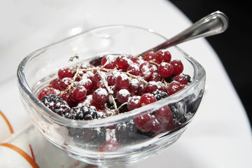 red currant with powdered sugar