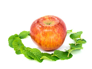 Apple with leaves