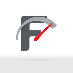 F Letter Car Speedometer, F Letter Meter Logo