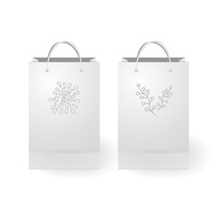 set of stock vector isolated paper shopping bag on the white bac