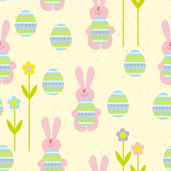 seamless easter rabbit and eggs