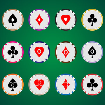 vector poker chips icons 07