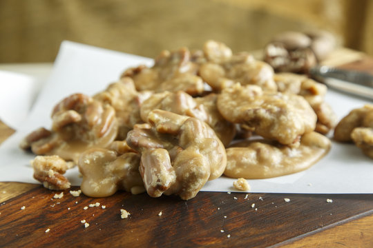 New Orleans Pecan Pralines On Plate