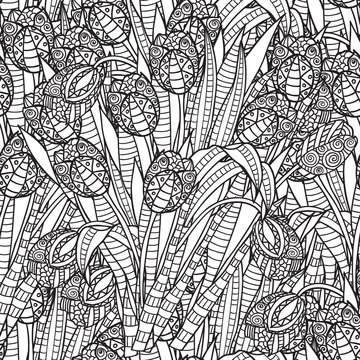 Hand drawn artistic ethnic ornamental patterned floral frame in