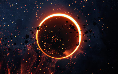 Solar Eclipse Above a Nebula. Elements of this image furnished by NASA